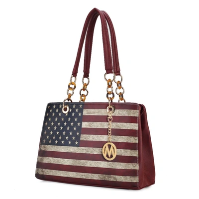 Mkf Collection By Mia K Nevaeh Vegan Leather Patriotic Pattern Women's Shoulder Bag In White