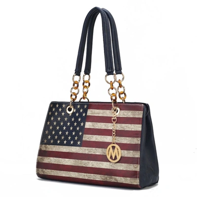 Mkf Collection By Mia K Nevaeh Vegan Leather Patriotic Pattern Women's Shoulder Bag In Blue