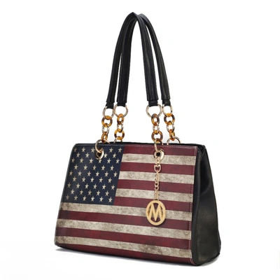 Mkf Collection By Mia K Nevaeh Vegan Leather Patriotic Pattern Women's Shoulder Bag In Black