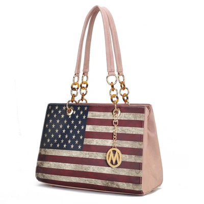 Mkf Collection By Mia K Nevaeh Vegan Leather Patriotic Pattern Women's Shoulder Bag In Pink