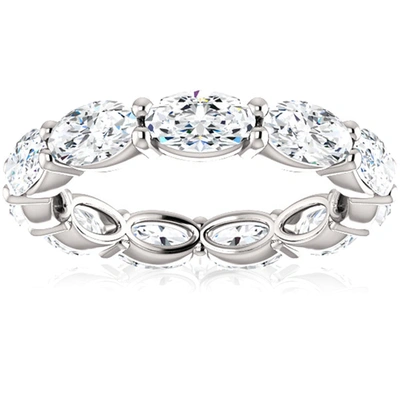 Pompeii3 G/vs 4 Ct Oval Moissanite Eternity Ring 14k White Gold In Multi