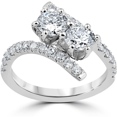 Pompeii3 1 Cttw Diamond 2 Stone Forever Us Engagement Anniversary Ring 14k White Gold In Multi