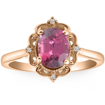 Pompeii3 Gia Certified Ruby & Diamond 2.05ct Vs Vintage Engagement Ring In 14k Rose Gold In Multi