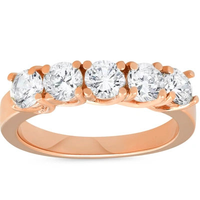 Pompeii3 1 1/2ct Diamond Five Stone Trellis Wedding Ring Womens Anniversary Band In Multi