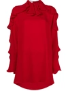 Valentino Long Sleeved Dress In Red