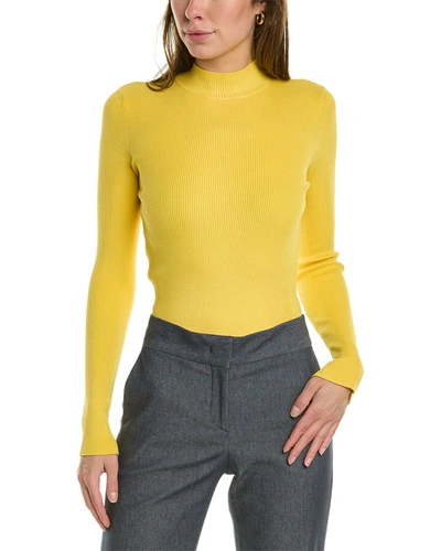 Oscar De La Renta Mock Neck Silk-blend Sweater In Yellow