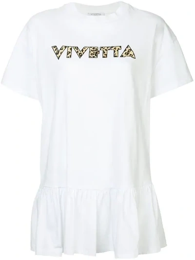 Vivetta Ruffle Trim Logo Print T In White