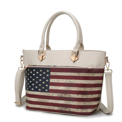 Mkf Collection By Mia K Lilian Vegan Leather Women's Flag Tote Bag In Beige