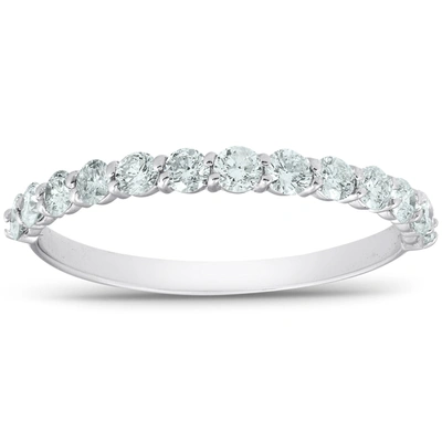 Pompeii3 1/2 Ct Tdw Diamond Wedding Ring Stackable Womens Anniversary Band 14k White Gold In Multi