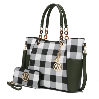Mkf Collection By Mia K Bonita Checker Tote Handbag For Women's In Green