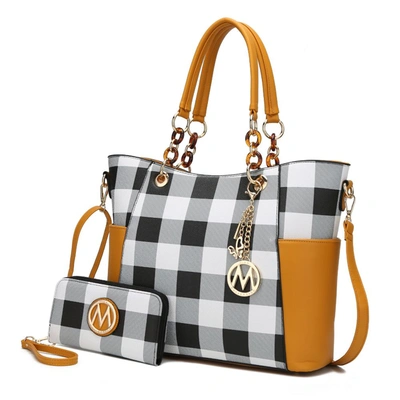 Mkf Collection By Mia K Bonita Checker Tote Handbag For Women's In Yellow