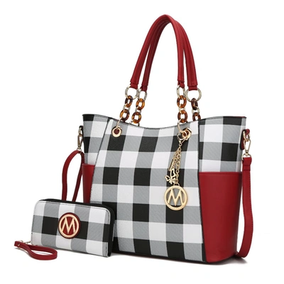 Mkf Collection By Mia K Bonita Checker Tote Handbag For Women's In Red
