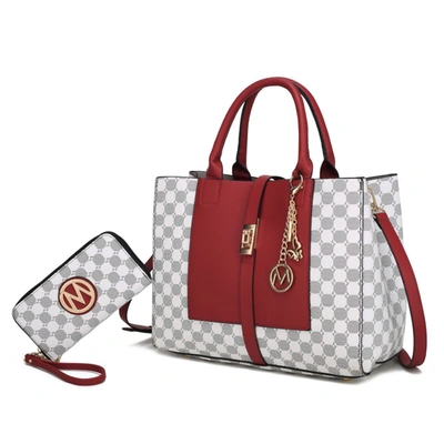 Mkf Collection By Mia K Yuliana Circular Print Satchel Bag With Wallet - 2 Pieces In Red