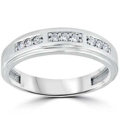 Pompeii3 1/4ct Mens Round Diamond Polished Wedding Ring 10k White Gold In Multi