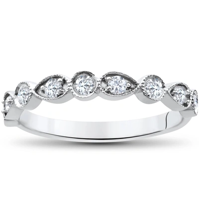 Pompeii3 1/4ct Diamond Wedding Ring Womens Stackable 10k White Gold Anniversary Band In Multi