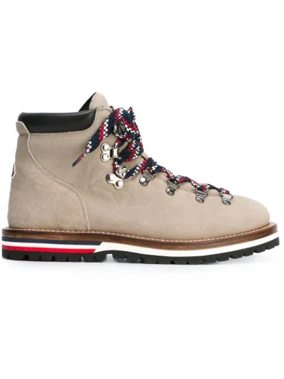 Moncler Blanche Glittered Suede Hiking Boot In Neutrals