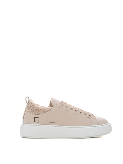 Date Sfera Teddy Sneakers With Laces In Beige