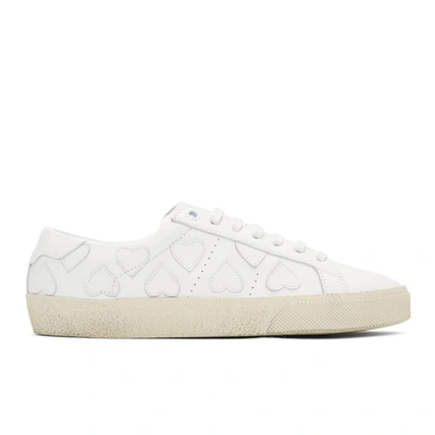 Saint Laurent Court Classic Heart Sneakers In White