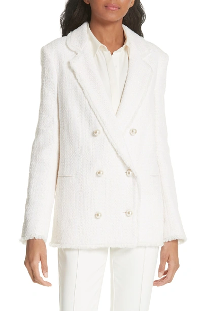 Helene Berman Oversize Tweed Blazer In Ivory