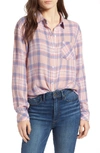 Rails Charli Shirt In Peach Blush Blue