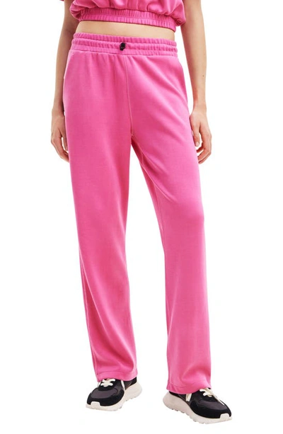 Desigual Elastic Waist Pants In Pink