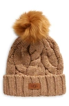 Ugg Cable Knit Pom Beanie In Camel