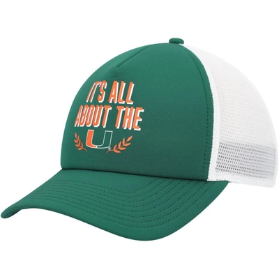 Adidas Originals Adidas Green Miami Hurricanes Phrase Foam Front Trucker Adjustable Hat