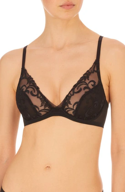 Natori Embellished Embroidered Lace Underwire Bra In Black