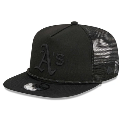 New Era Oakland Athletics Black On Black Meshback Golfer Snapback Hat