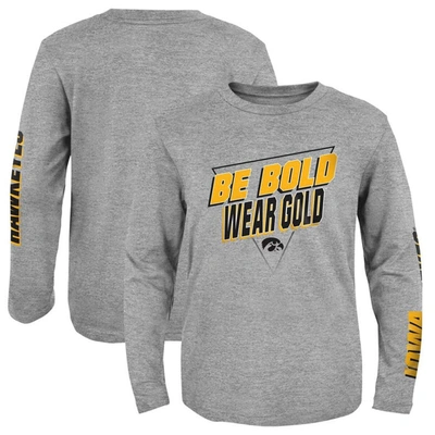 Outerstuff Kids' Youth Heather Gray Iowa Hawkeyes 2-hit For My Team Long Sleeve T-shirt