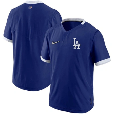 Nike Royal/white Los Angeles Dodgers Authentic Collection Short Sleeve Hot Pullover Jacket