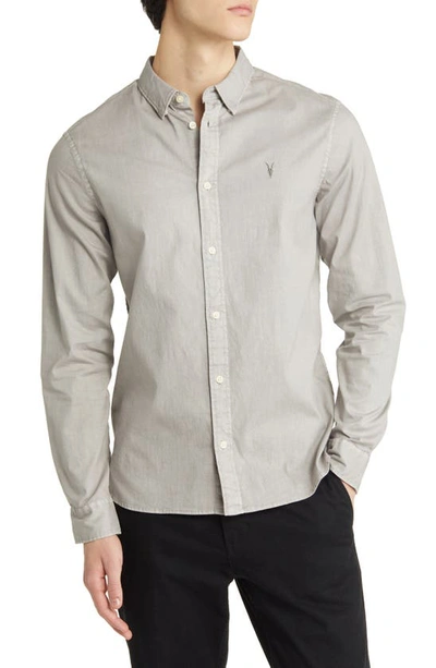 Allsaints Hawthorne Slim Fit Stretch Cotton Button-up Shirt In Frosted Taupe