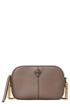 Tory Burch Mcgraw Leather Camera Bag In Silver Maple