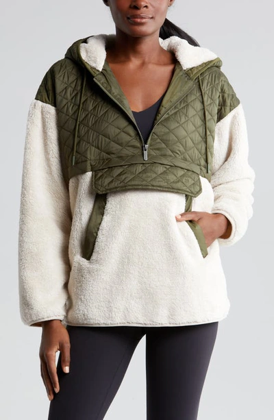 Pull Zella Fausse Fourrure Violet Taupe – Femme 2XL, Demi-Zip Poches