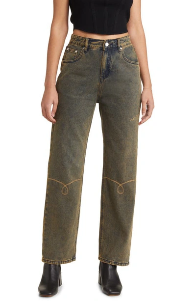 House Of Sunny Courtyard Straight Leg Jeans In Clay