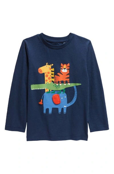 Next Kids' Embellished Long Sleeve Cotton Graphic T-shirt In Blue