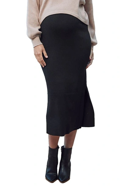 Angel Maternity Betina Rib Pencil Maternity Skirt In Black