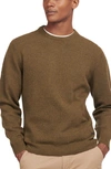 Barbour Essential Patch Wool Crewneck Sweater In Willow Green