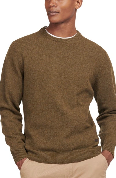 Barbour Essential Patch Wool Crewneck Sweater In Willow Green