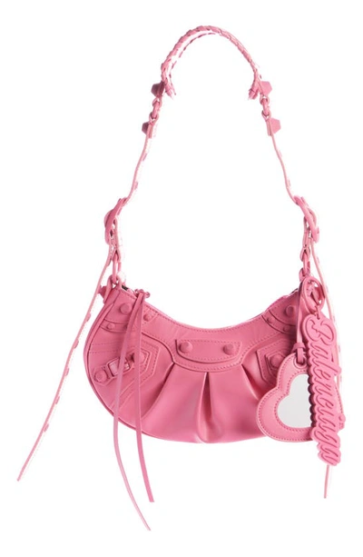 Balenciaga Extra Small Le Cagole Lambskin Shoulder Bag In Bright Pink