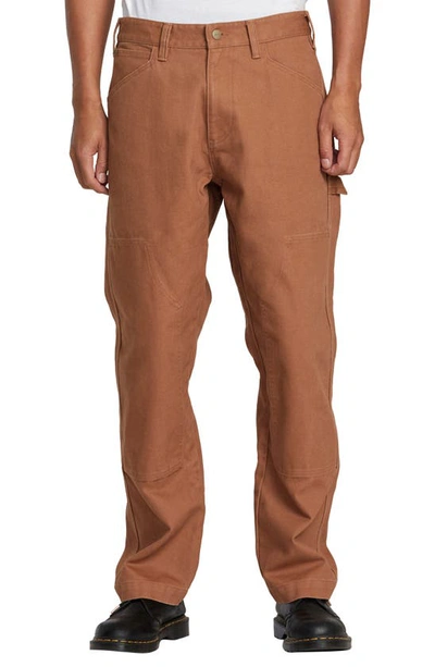 Rvca Chainmail Cotton Carpenter Trousers In Rawhide