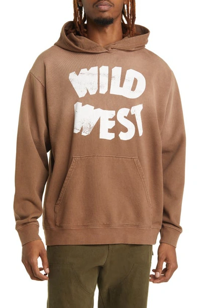 One Of These Days Wild West Ombré Cotton Graphic Hoodie In Mustang Brown