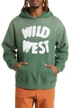 One Of These Days Wild West Ombré Cotton Graphic Hoodie In Olive Green