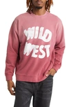 One Of These Days Wild West Ombré Cotton Graphic Sweatshirt In Washed Burgundy