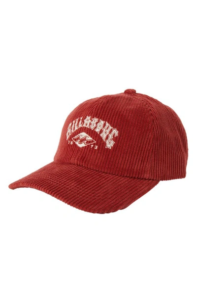 Billabong Embroidered Logo Cotton Twill Baseball Cap In Red Rock