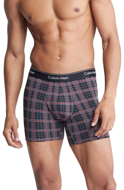 Calvin Klein Modern Holiday Plaid Boxer Briefs In Scotch Plaid Charcoal