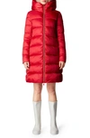 Save The Duck Lysa Quilted Hooded Longline Coat In Red