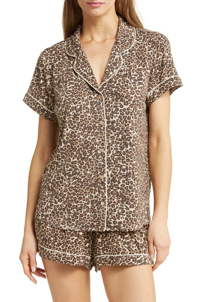 Nordstrom Moonlight Eco Short Pajamas In Beige Leopard Spots