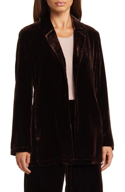 Eileen Fisher Longline Velvet Blazer In Cassis