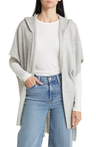 Nordstrom Wool & Cashmere Hooded Ruana In Grey Light Heather